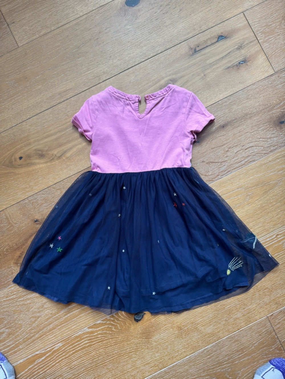 Mini Boden Girls Space-Themed Tulle Dress - Pink & Navy - Picture 2 of 4